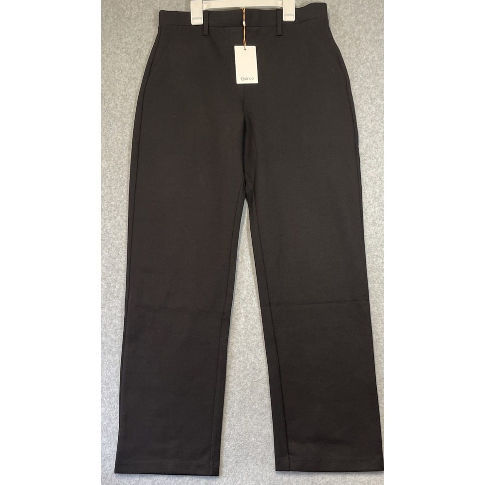 Quince Ultra-Stretch Ponte Pants Womens Lg Black Straight Leg NWT Office, Work